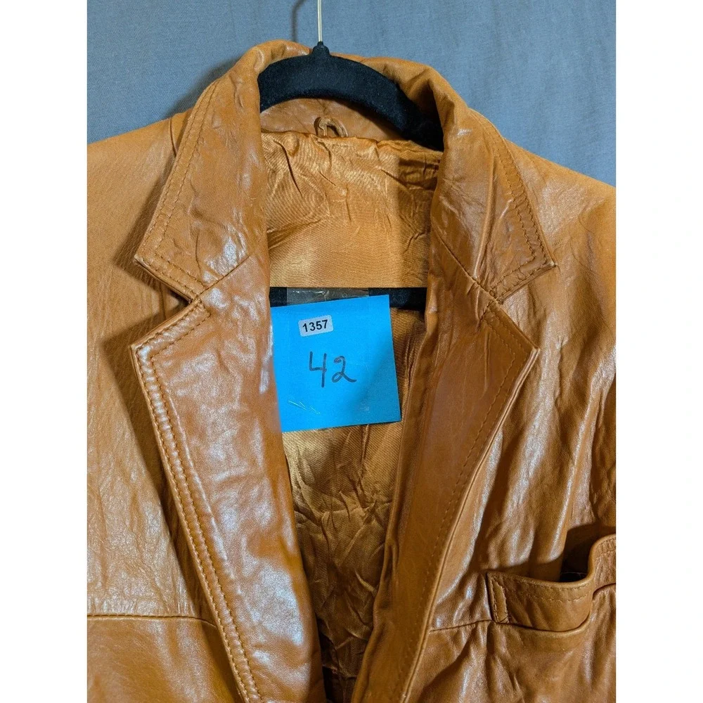 London Fog  Brown Leather Blazer Men's Size‎ 42 Reg